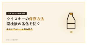ウイスキーの保存方法を解説する記事のアイキャッチ
